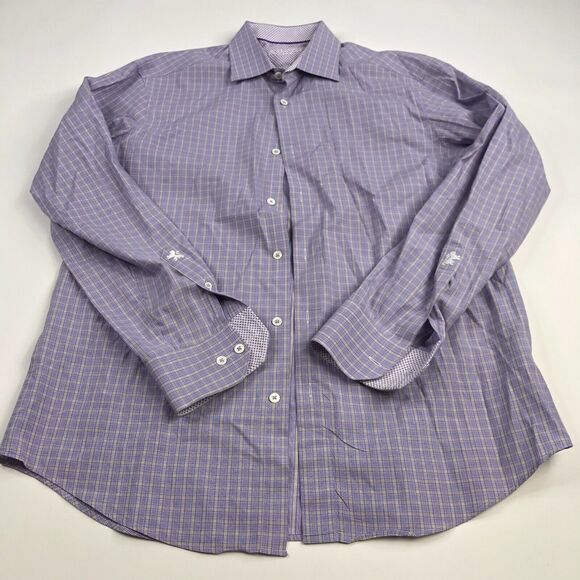 Bugatchi Uomo 16 34/35 DEFECT HOLE Mens Button Front Long Sleeve Dress Shirt - Picture 1 of 8